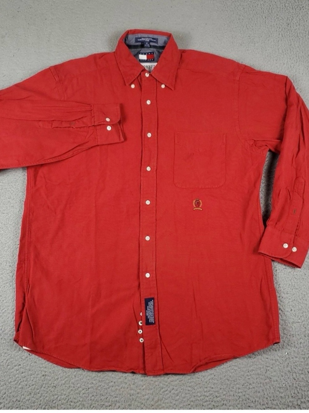 Tommy Hilfiger Men's Red Long-Sleeve Button-Down Shirt